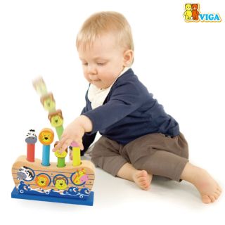 Viga toys Дървена играчка с подскачащи животни