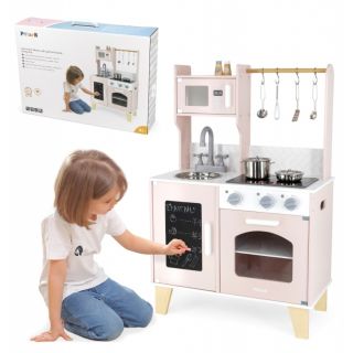 Viga Toys Детска дървена кухня със светлини в розово