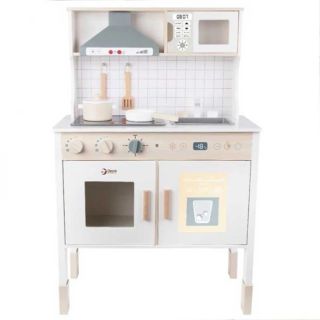 Classic World Модерна дървена кухня за игра в бял цвят