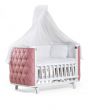 Бебешко легло-люлка с балдахин, матрак и спален комплект - розов | Tahterevalli 
