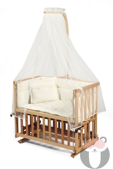 Бебешко легло люлка с матрак и спален комплект - натурално дърво | Tahterevalli 
