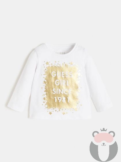Guess Бебешка блуза със златно лого и дълъг ръкав Girl