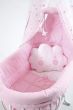 Tahterevalli Комплект дървено бебешко легло-люлка + спален комплект + матрак Luna розов T007pk