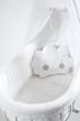 Tahterevalli Комплект дървено бебешко легло-люлка + спален комплект + матрак Luna бял T007wh