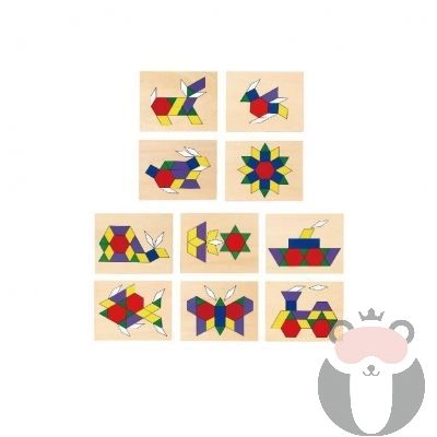 Viga toys Дървена цветна мозайка с шаблони 