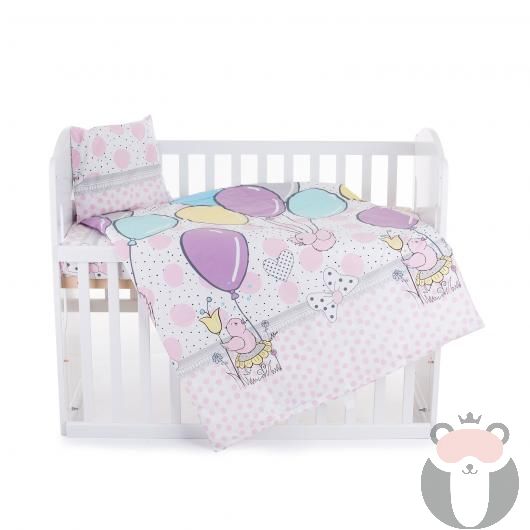 Chipolino Спален детски комплект 5 части за легло, розови балони