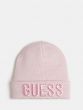 Guess зимна детска розова шапка за момиче с надпис Guess
