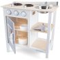 Дървена детска кухня за игра - Бон апети в бяло и сиво New classic toys