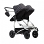 Кош за новородено PLUS за количка за 2 деца Mountain Buggy DUET V3.2 в цвят черно и бяло каре