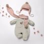 Бутикови дрехи за кукла-бебе, Поларено боди с розова шапка и шал, Asi dolls