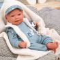 Arias Кукла-бебе Бруно със син костюм и аксесоари - 45 см