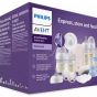 Philips AVENT SCD340/31 Комплект електрическа помпа за изцеждане на кърма Natural Motion Advanced + 4 бр. шишета Natural Response, 5 бр. контейнери VIA, залъгалка, подплънки и четка за почистване