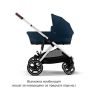 Бебешка количка за близнаци Cybex Gazelle S 2023 сребристо шаси, Ocean Blue