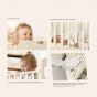PROMO Baby Expert бебешко креватче Fiocco Lux +Скрин с вана и повивалник Fiocco Lux +Спален комплект 4 части Tato Бял/Сребрист