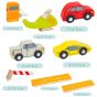 Дървен детски паркинг с коли и хеликоптер, 28 части