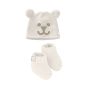 Guess Подаръчен унисекс комплект - плетени буйки и шапка CREAM WHITE