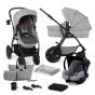 Количка KinderKraft Xmoov 2023, 3в1, Светло сива