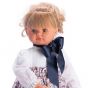 Кукла Пепа с бяла бродирана риза и голяма синя панделка, Asi dolls