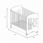 2 позиции на подматрачната рамка
2 нива на страничната решетка
Подвижна страна /възможност за сваляне и лесен достъп до бебето/
4 колела, две от които със спирачки
Включено в пакета чекмедже за леглото