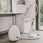 Mima Мултифункционален детски стол за хранене с бяла рамка Moon, Denim
