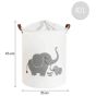 Sipo Сгъваема памучна кошница за играчки с шнур, слонове, 43 L PAT35593
