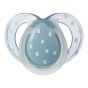 Tommee Tippee Комплект от 2 бр. ортодонтични залъгалки NIGHT TIME със светеща в тъмното дръжка, 6-18м, бяла и синя с декор луна, в кутия за стерилизиране