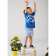 Boboli Детска памучна тениска за момче Blue&Green