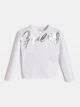 Памучна детска бяла блуза с дълъг ръкав и лого Guess