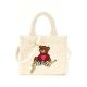 Guess Bear Чанта с 2 дръжки TEDDY TOTE BAG CREAM WHITE