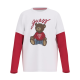 Guess Bear Комбинирана детска блуза с дълъг ръкав за момче PURE WHITE